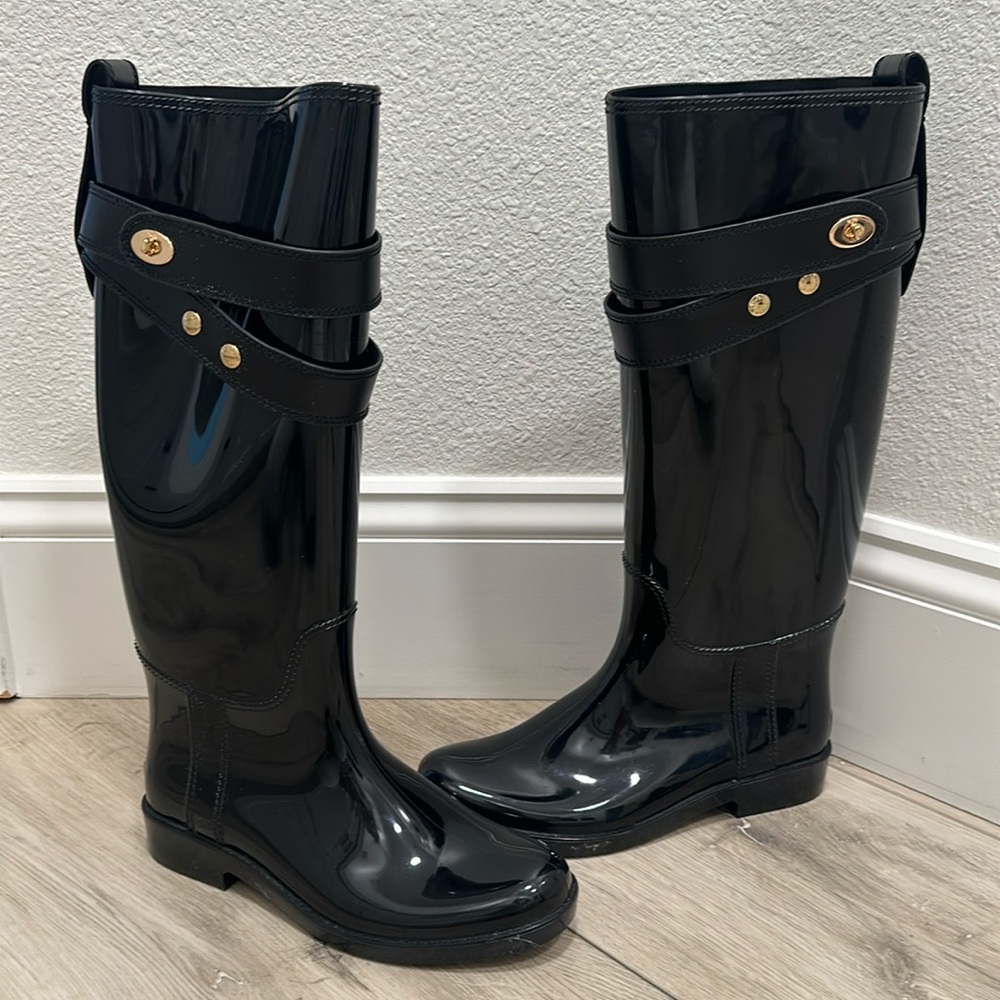 Coach Talia Tall Rubber Rain Boots size 6